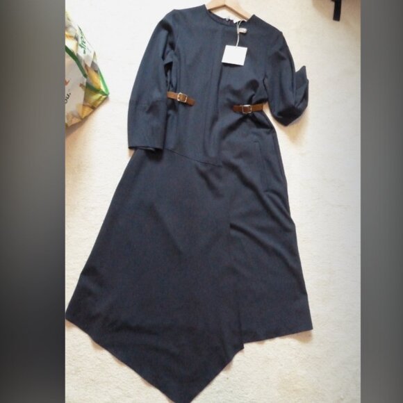 NWT - Tibi Dress Navy in Ponte with faux leather details (fits 6-8) - Picture 2 of 8